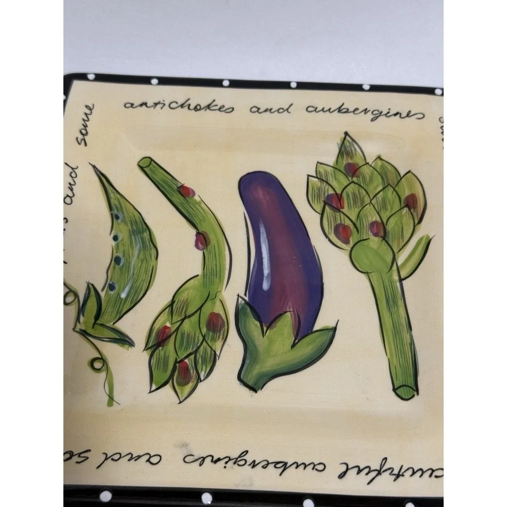 Living Art Al Dente Hand Painted Vegetable Salad Plate 8.5